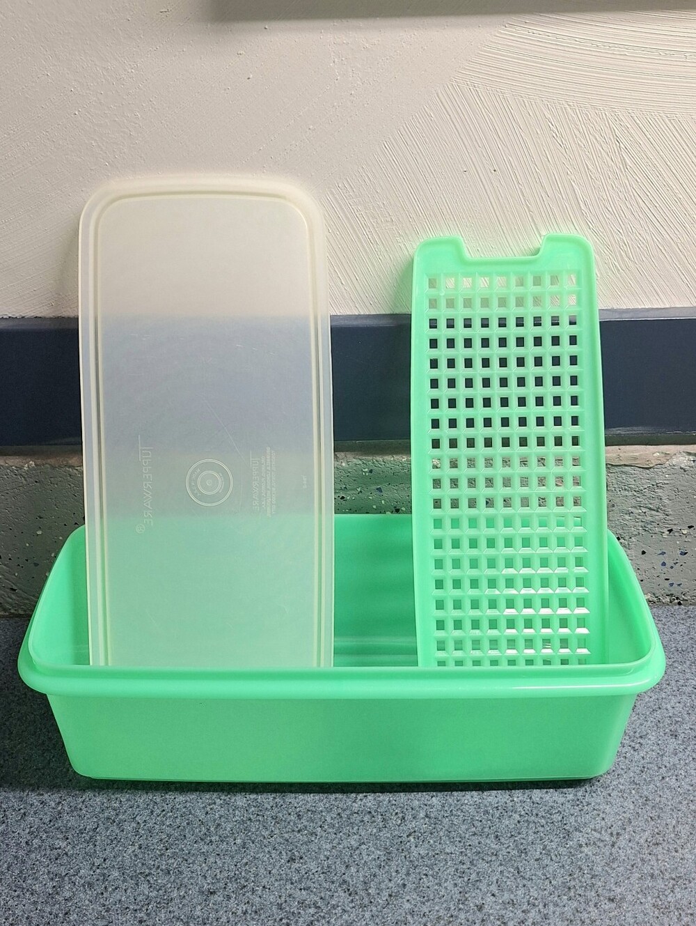 Vintage 1970's Jadeite Celery & Vegetable Keeper #784-3 & 782-5